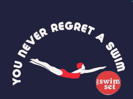 TSHIRT  'YOU NEVER REGRET A SWIM' Retro Vintage Diver Navy