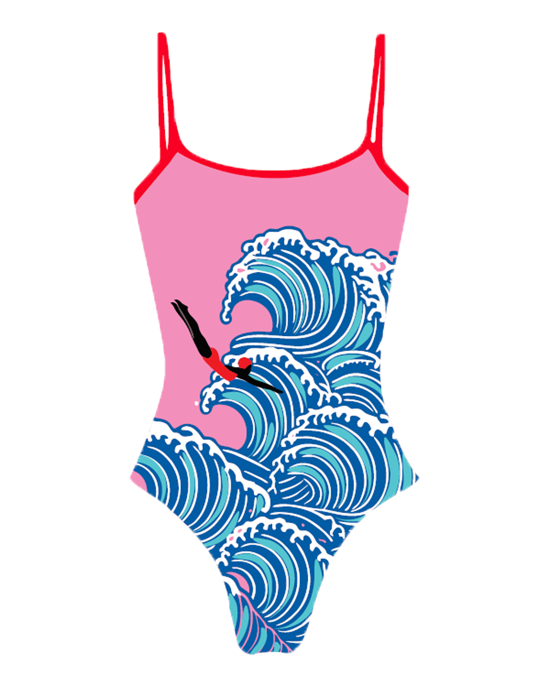 SWIMSUIT  "YOU NEVER REGRET A SWIM" JAPANESE WAVE DIVER
